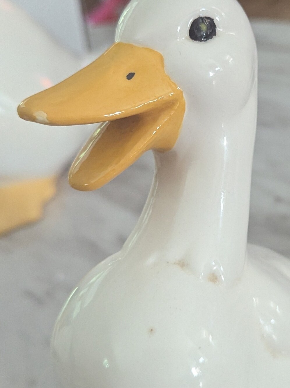 Vintage White Ceramic Duck Goose Figurine Farmhouse Cottagecore Shelf Decor - Picture 3 of 5